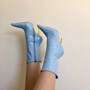 JEFFREY CAMPBELL BABY BLUE+YELLOW VEDETTE BOOTIES
